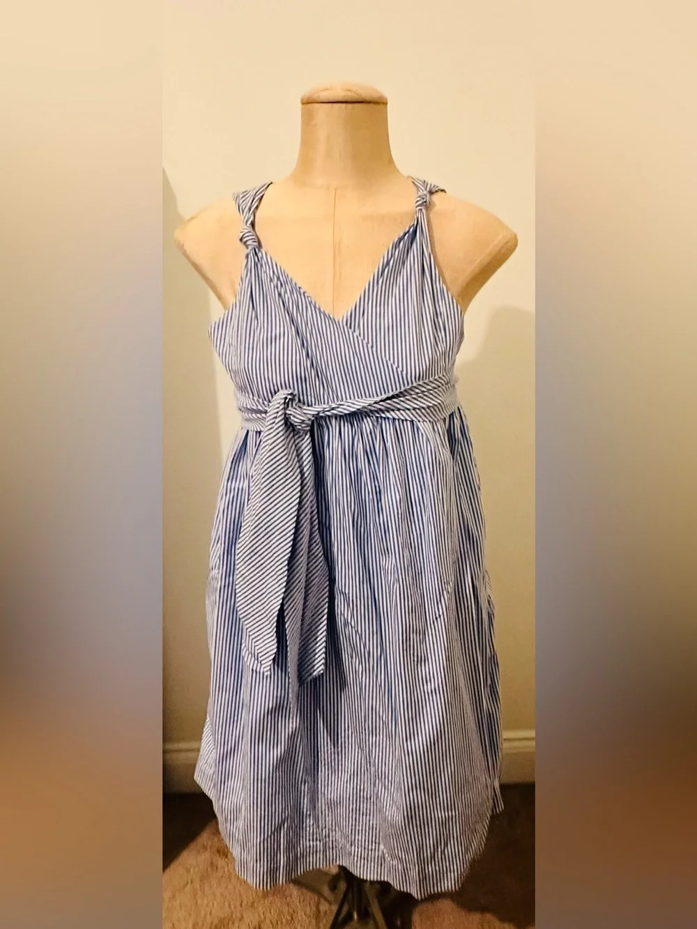 Ralph Lauren Girls Blue and White Striped Shirt Dress